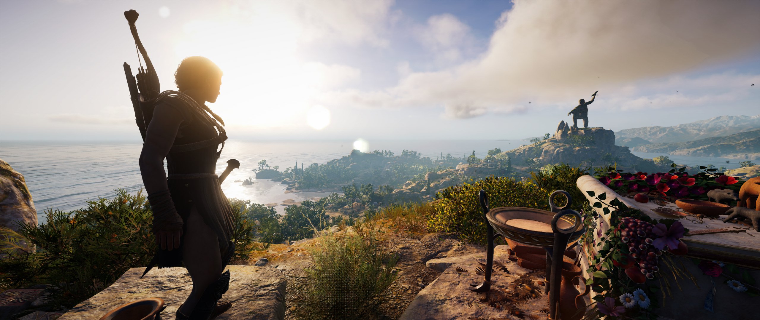 Assassins Creed Odyssey Kassandra overlooking Kephallonia